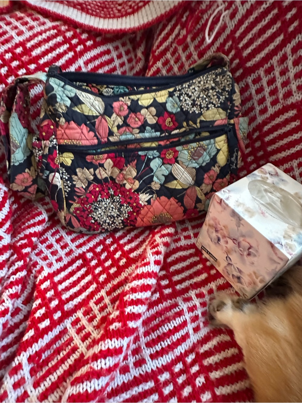 Vera Bradley Navy Floral Quilted Crossbody with Multicolor Blooms